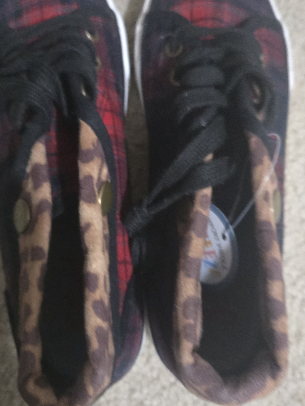 Plaid Red and Black Women's Casual Lace-Up Sneakers